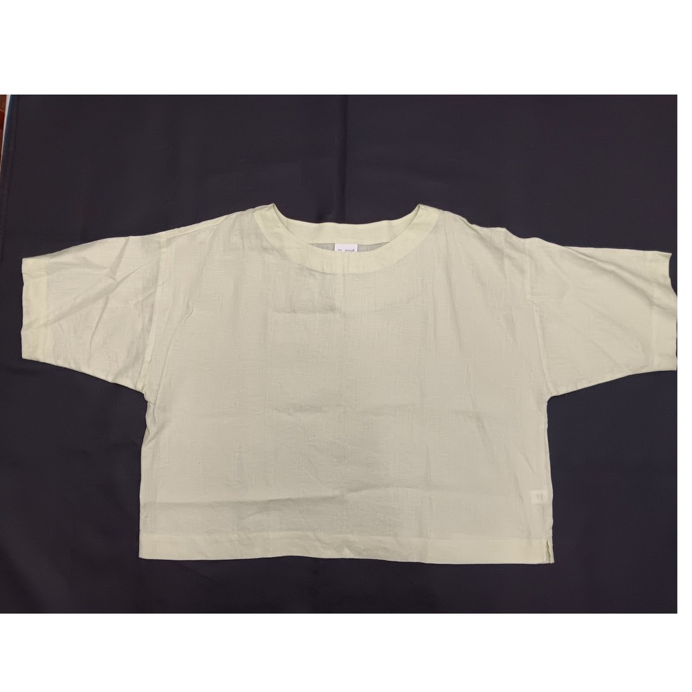 Pure Jill J Jill Women Large 100% Linen Boxy Top Light Lime Green Short Sleeve
